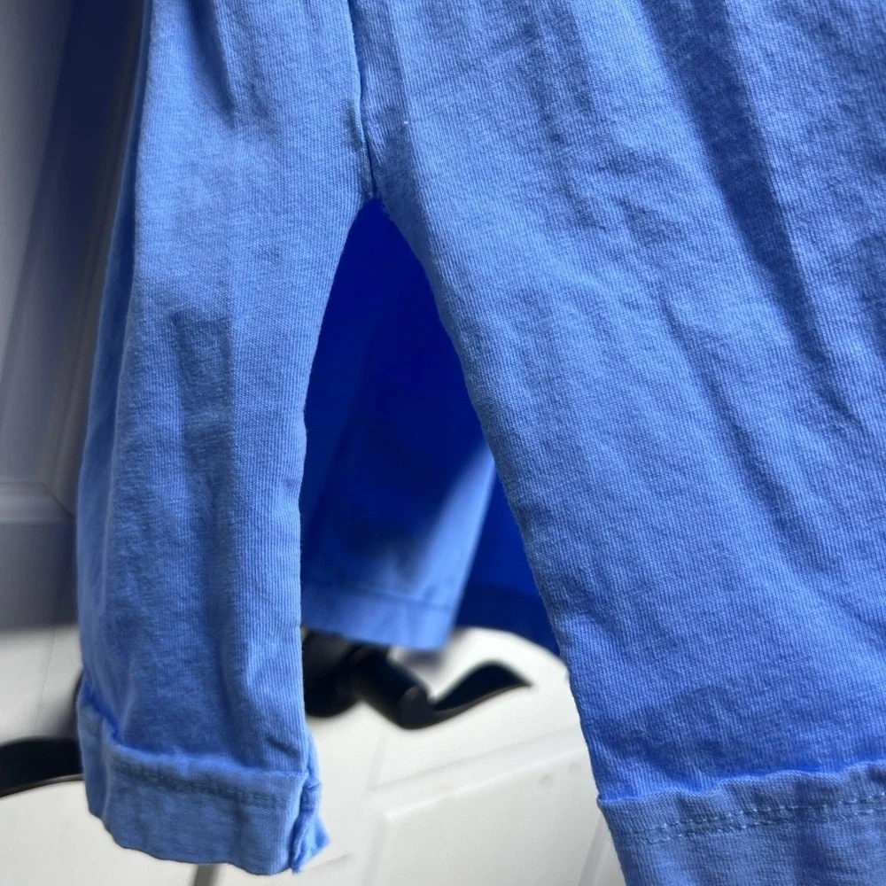 Oversized T-shirt Sky Blue White Trim Exposed Seams Throughout No Tags - Picture 4 of 6